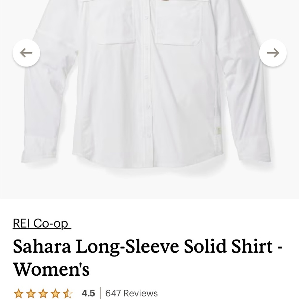 REI White Women's Long-Sleeve Button-Down Shirt